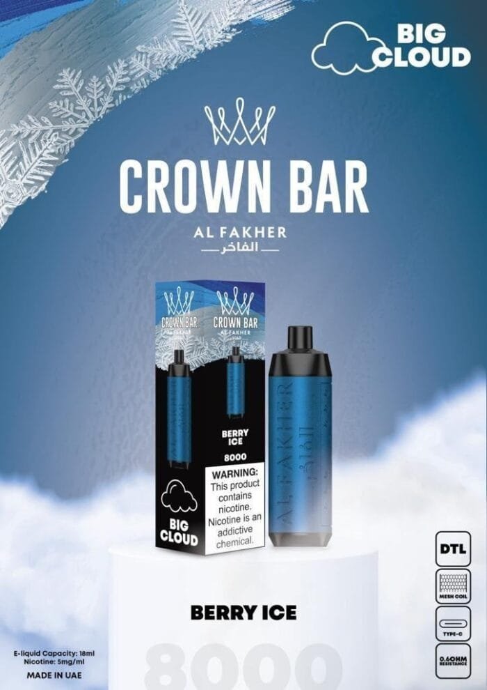 al fakher berry ice crown bar disposable vape 8000 puffs Vape Shop Dubai Vape Near Me Disposable Vape in Dubai