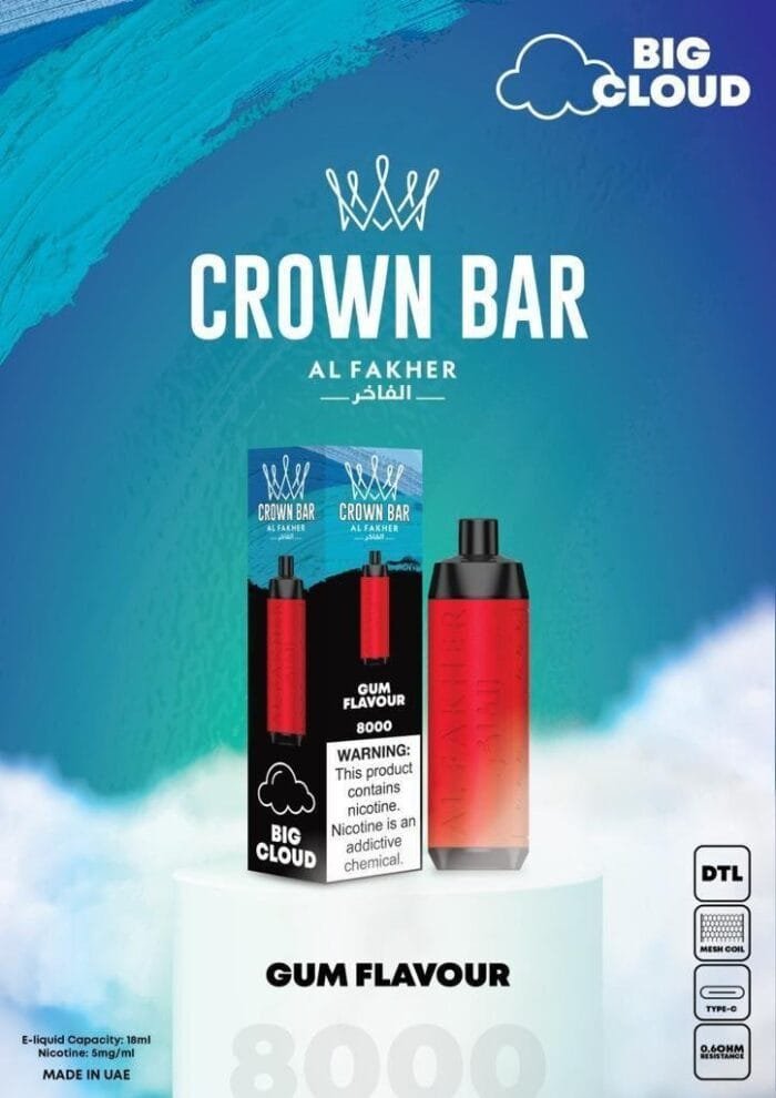 al fakher gum flavour crown bar 8000 puffs Vape Shop Dubai Vape Near Me Disposable Vape in Dubai