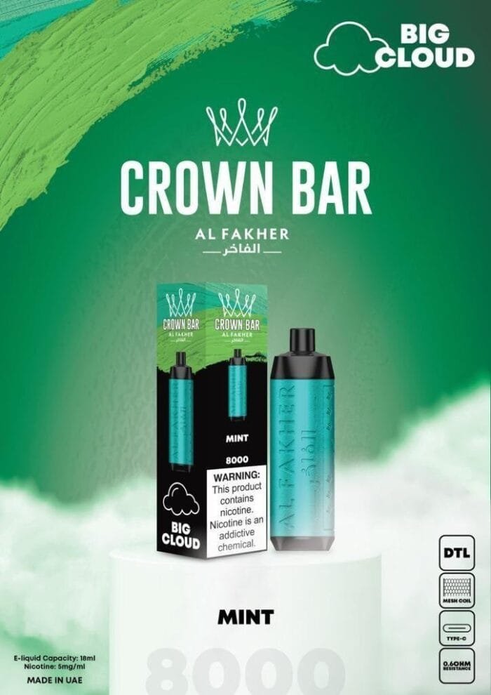 al fakher mint crown bar 8000 puffs dtl Vape Shop Dubai Vape Near Me Disposable Vape in Dubai